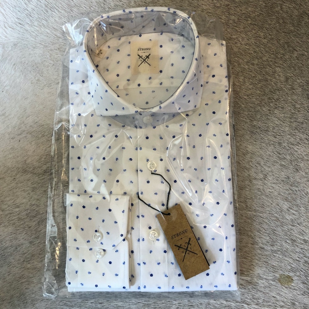 Strong Suit Men's Floral Trim Fit Dress Shirt